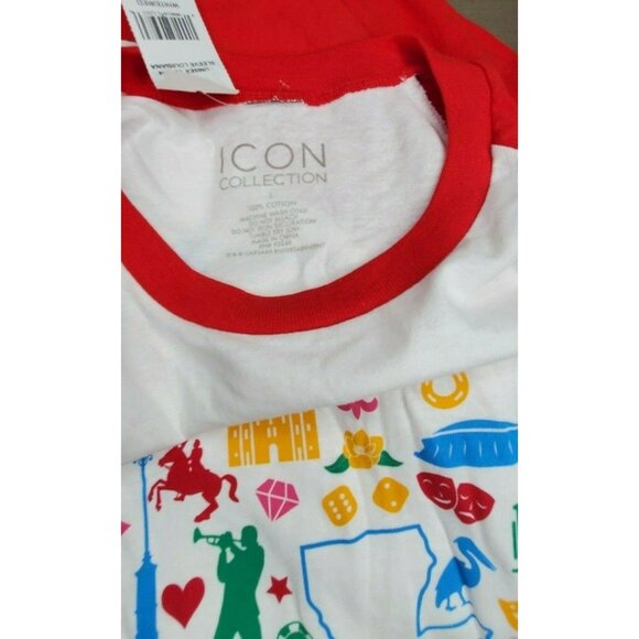 Unisex 1/4 Sleeve Louisiana Icon Collection White Red Caesars Ent Shirt 0007490 - Picture 8 of 11